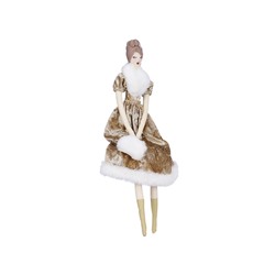 Интерьерная кукла МАДЕМУАЗЕЛЬ С СУМОЧКОЙ, полиэстер, золотистая, 26х3х47 см, Edelman