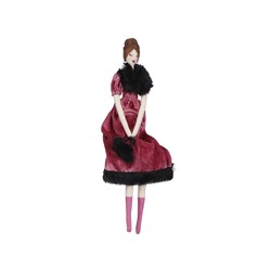 Интерьерная кукла МАДЕМУАЗЕЛЬ С СУМОЧКОЙ, полиэстер, тёмно-розовая, 26х3х47 см, Edelman