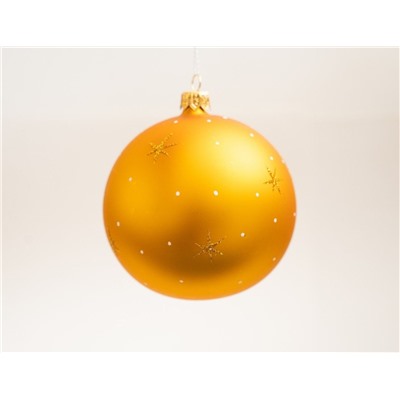 Стеклянный ёлочный шар ЗОДИАК: КОТ У ЧАСОВ, золотой, 95 мм, Елочка