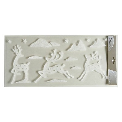 Декоративные наклейки ЛЕДЯНАЯ ИСТОРИЯ с оленями, белые, 23х49 см, Kaemingk (Decoris)