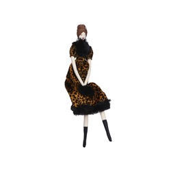 Интерьерная кукла МАДЕМУАЗЕЛЬ С СУМОЧКОЙ, леопардовая, полиэстер, 26х3х47 см, Edelman