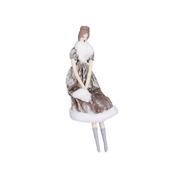Интерьерная кукла МАДЕМУАЗЕЛЬ С СУМОЧКОЙ, полиэстер, серебристая, 26х3х47 см, Edelman