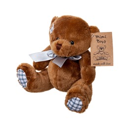 Мягкая игрушка Медведь с бантом 15см коричневый