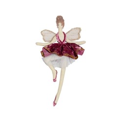 Кукла на ёлку ФЕЯ БАРХАТНОГО ТАНЦА  (Variation), текстиль, розовая, 24 см, Due Esse Christmas