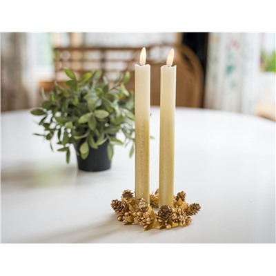 Набор восковых светодиодных свечей SOIREE ROMANTIQUE, золотой, имитация живого пламени, 25х2 см, 2 шт., Peha Magic