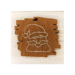 Бирка НГ с печатью Дед Мороз 6,5*6см орех