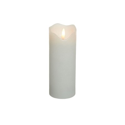 Светодиодная восковая свеча ЖИВАЯ ДУША, белая, тёплый белый LED-огонь, 'натуральный фитилёк' 3D, 7х17 см, таймер, батарейки, Kaemingk (Lumineo)