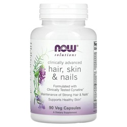 NOW Foods, Solutions, для здоровья волос, кожи и ногтей, 90 вегетарианских капсул
