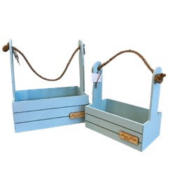 Ящик деревянный для декора 30*15*25,5см голубой