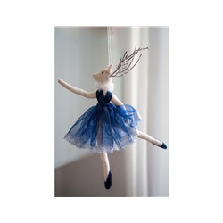 Кукла на ёлку ОЛЕНИХА БАЛЕРИНА танцующая, текстиль, синяя, 27 см, Due Esse Christmas