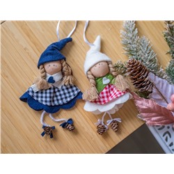 Ёлочная игрушка КУКОЛКА КЬЮТИ, текстиль, синяя, 24 см, Due Esse Christmas