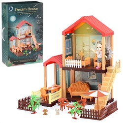 Кукольный "  Домик принцессы " 2этаж. с мебелью и подсветкой  , 93 детали