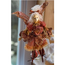 Кукла на ёлку ФЕЯ - КОКЕТЛИВАЯ ИСКОРКА красно-оранжевая, полистоун, текстиль, 31 см, Edelman, Noel (Katherine's style)