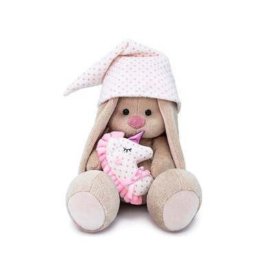 Мягкая игрушка Зайка Ми с розовой подушкой-единорогом 18 см, Budi Basa