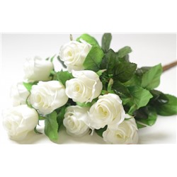 Розы в букете, искусств, 9 голов, H50 см, белый