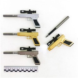Ручка гелевая в форме оружия с фонариком Пистолет 0,38mm 24шт/кор (№DE-500) [3]