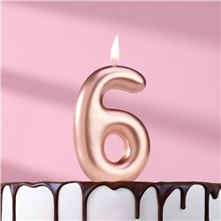 Свеча в торт "Европейская", цифра "6", 6 см, розовое золото
