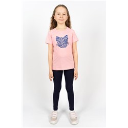 Комплект для девочки 41110 (футболка _лосины) (С.розовый/т.синий)
