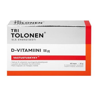 Витамин Д3 Tri Tolonen D-Vitamiini 100 µg, 60 кап