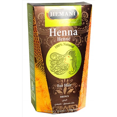 Хна для волос - Коричневая - Hemani Brown Henna, 4*25 гр