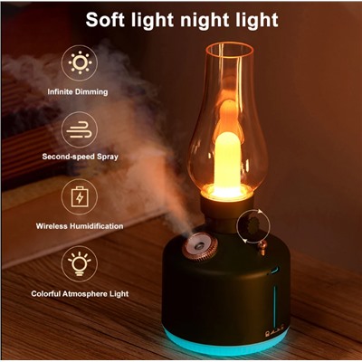 Светодиодный ночсветильник в стиле ретро, 7 цветов, увлажнитель воздуха с холодным туманом, беспроводной аромадиффузор с USB-зарядкой для эфирных масел