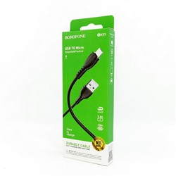 Кабель USB/micro USB Borofone BX51 1м цв.черный(2.4A, круглый,силикон,коробка)