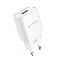 Адаптер сетевой Borofone BA20A USB цв.белый(5V, 2100mA,блистер)