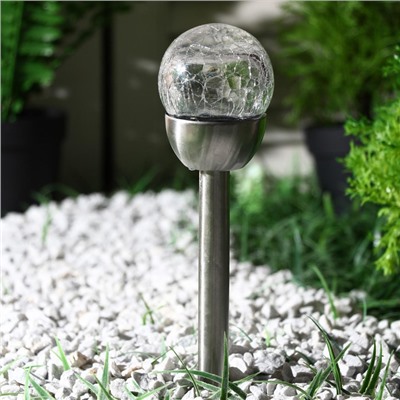 Садовый светильник на солнечной батарее «Стеклянный шар», 6 × 36.5 × 6 см, 1 LED, свечение белое