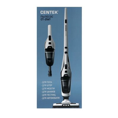 Пылесос вертикальный Centek CT-2567, беспроводной, 350/150 Вт, 0.6 л, бело-черный