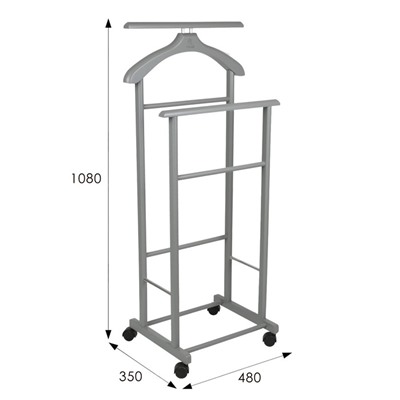 Вешалка костюмная на колесах В 22Н, 480х350х1080, серый