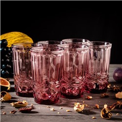 Набор стаканов стеклянных Magistro «Ла-Манш», 350 мл, 8×12,5 см, 6 шт, цвет розовый