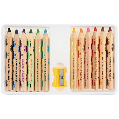 Набор акварельных цветных карандашей12 цветов, утолщенные, с точилкой