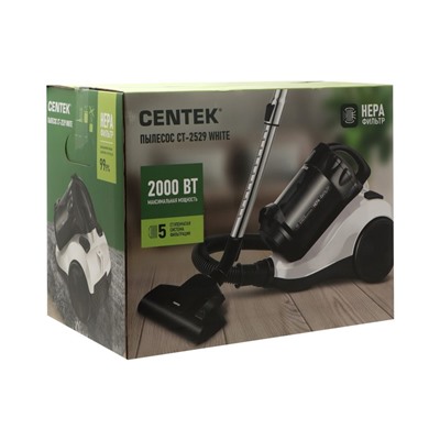 Пылесос Centek CT-2529, 2000/350 Вт, 2 л, мультициклон, белый