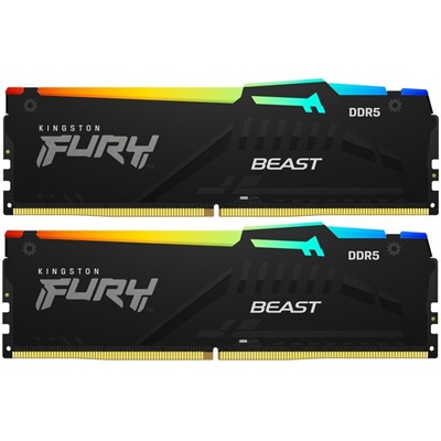 Память DDR5 2x32GB 4800MHz Kingston KF548C38BBAK2-64 Fury Beast RGB RTL Gaming PC5-38400 CL   106502