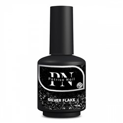 16 мл, Patrisa Nail, Топ глянцевый Silver Flake с серебряными хлопьями, без липкого слоя