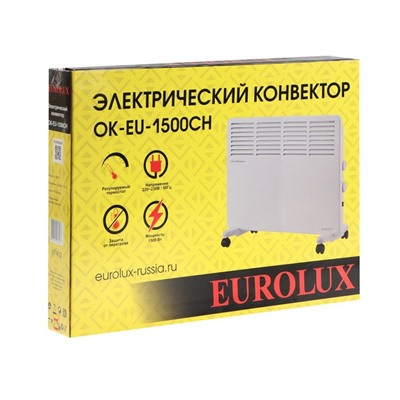 Обогреватель Eurolux ОК-EU-1500CH, конвекторный, 1500 Вт, механ. регулировка, стич, белый