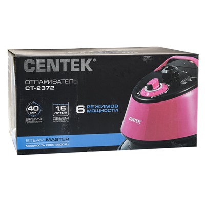 Отпариватель Centek CT-2372, напольный, 2200 Вт, 1500 мл, 45 г/мин, шнур 1.7 м, малиновый