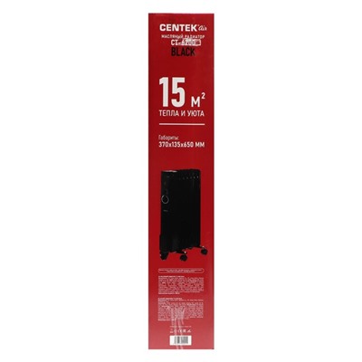 Обогреватель Centek CT-6200, масляный, напольный, 1500 Вт, 15 м², 7 секций, чёрный