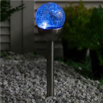 Садовый светильник на солнечной батарее «Стеклянный шар», 6 × 36.5 × 6 см, 1 LED, свечение мульти (RGB)