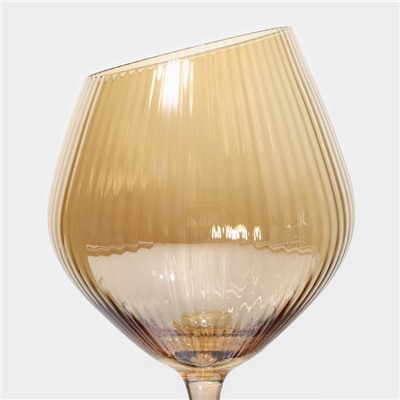 Набор бокалов из стекла для вина Magistro «Иллюзия», 550 мл, 10×24 см, 6 шт, цвет золотой