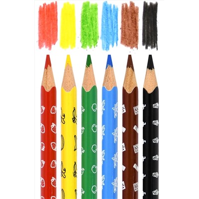 Набор цветных карандашей ароматизированные 6 цветов, трехгранные, дерево,  Каляка-Маляка