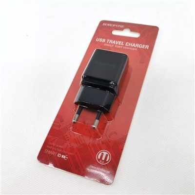 Адаптер сетевой Borofone BA19A USB цв.черный(5V, 2400mA,блистер)