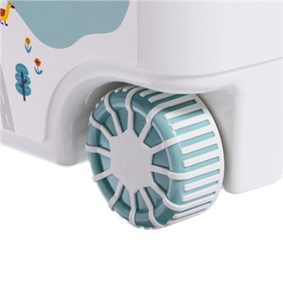 Ящик для игрушек на колесах «Путешествие», с декором, 685 × 395 × 385 мм, цвет светло-голубой