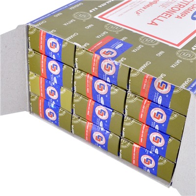 Satya-15-BL Блок благовоний Green Citronella (Зеленая цитронелла) 12 упаковок по 15 грамм
