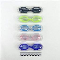 ЛЕТО: Очки для плавания в футляре (+беруши и зажим для носа) (№1189PP/k593) цвета в ассортименте