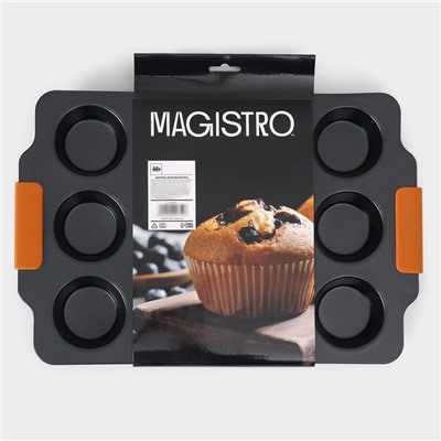 Форма для выпечки Magistro «French Bakery. Круг», 39×26,3×3.4 см, 12 ячеек, антипригарное покрытие