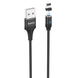 Кабель магнитный USB/8 pin HOCO U76 1.2м цв.черн(2.0A, кругл,нейлон,короб)