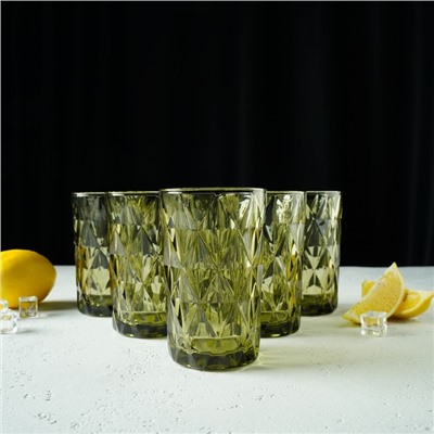 Набор стаканов стеклянных Magistro «Круиз», 350 мл, 8×12,5 см, 6 шт, цвет зелёный