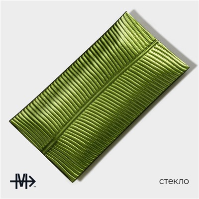 Тарелка стеклянная Magistro «Папоротник», 31,5×16,5×2 см, цвет зелёный
