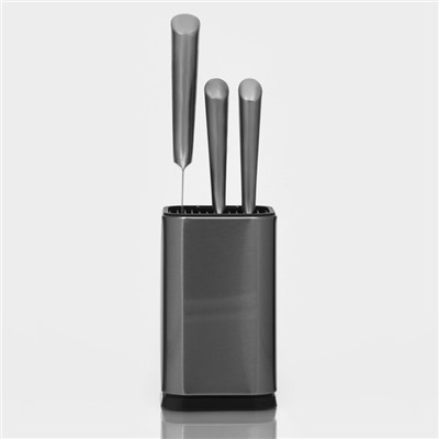 Подставка для ножей и ножниц Magistro «Металлик», 10×10×17 см, цвет серебристый
